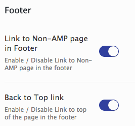 Footer design settings in AMP for WP.