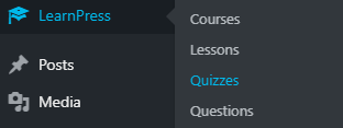 Quizzes under LearnPress in WordPress dashboard