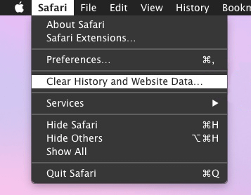 Clear History and Website Data in Safari browser