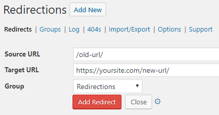 Adding a redirect in WordPress using Redirection plugin