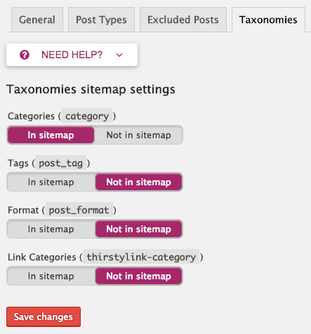 Taxonomies in XML sitemaps.