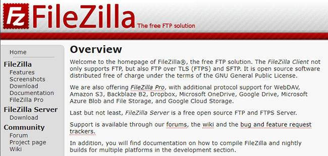 FileZilla ftp client for Mac or PC