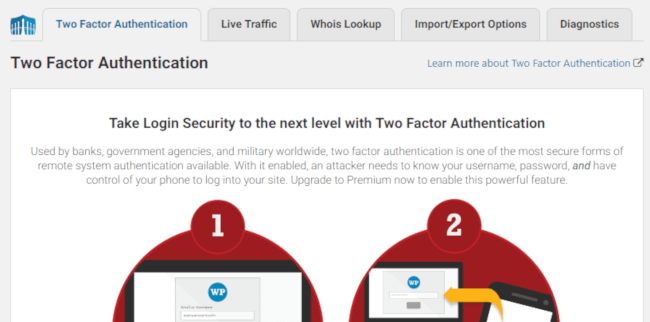 Two Factor Authentication in Wordfence Security