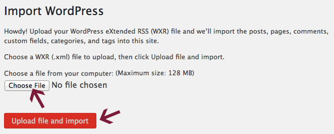 Import WXR file using WordPress importer.