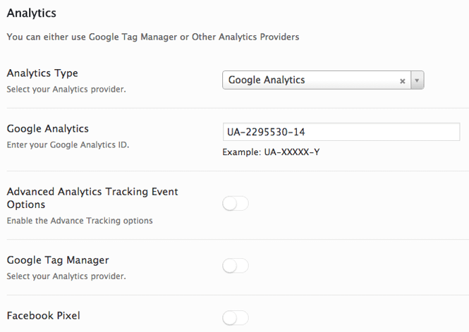 Analytics tab in the AMP for WP plugin