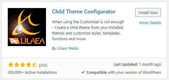 Child Theme Configurator plugin