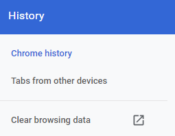 Clear browsing data/history in Google Chrome browser.