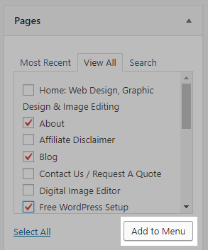 Add pages to your navigation menu