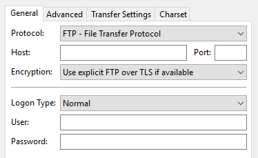 Enter FTP Details in Site Manager