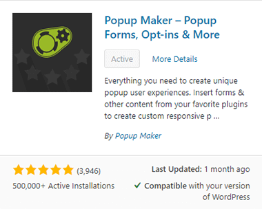 Install and activate Popup Maker plugin