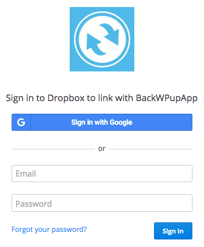 Link DropBox with BackWPup