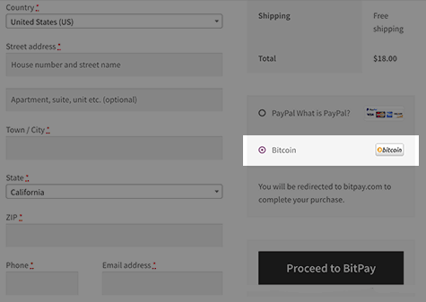 Bitcoin payment option in WooCommerce checkout