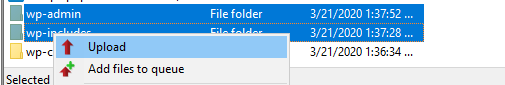 Re-uploading wp-admin and wp-includes folders.