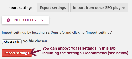 Import Yoast SEO settings.