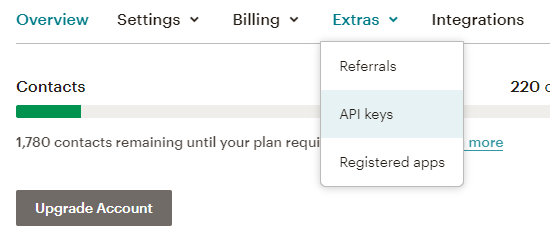 API Keys in Mailchimp account