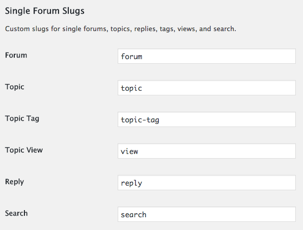Single forum slugs in bbPress settings