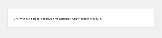 Briefly unavailable for scheduled maintenance screen on front end of WordPress websites.