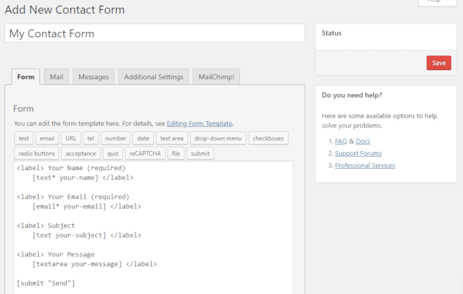 Adding a new contact form
