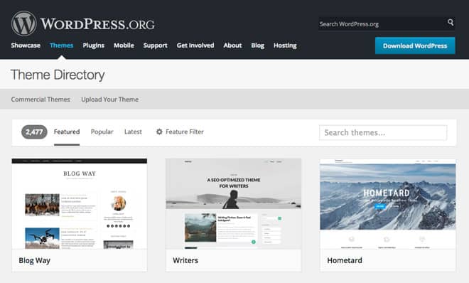 Directory of free WordPress themes