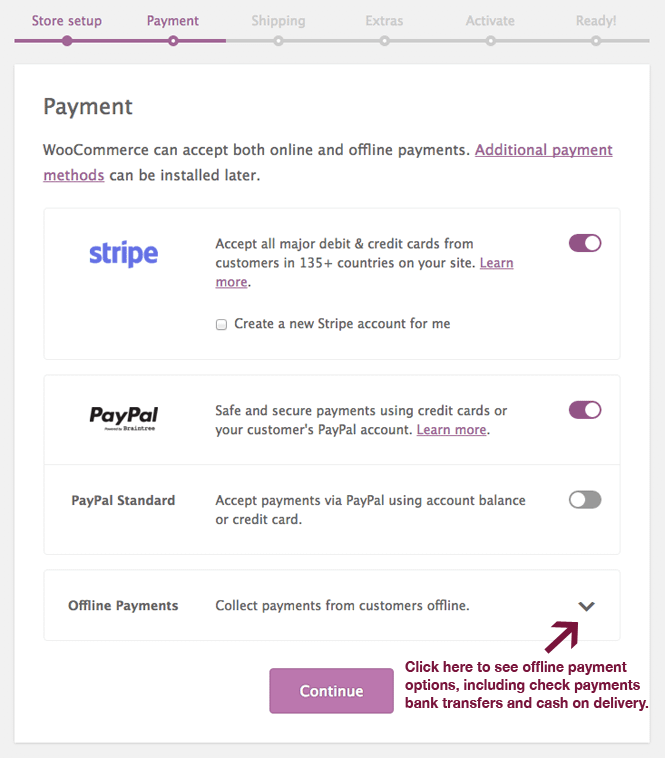 Payment options in WooCommerce