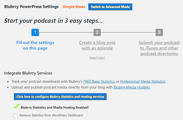 Configure Blubrry settings in PowerPress